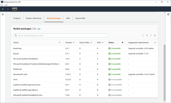 The tool will give you good or bad news about the compatibility of NuGet packages in a project, and recommend upgrades (even sometimes alpha versions).