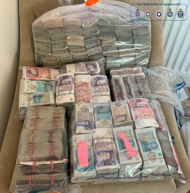 This is what £1.4m looks like... as hauled in by the East Midlands Special Operations Unit. Pic credit: National Crime Agency