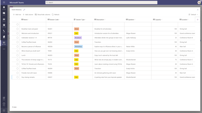 Building a data grid in Dataflex for Teams