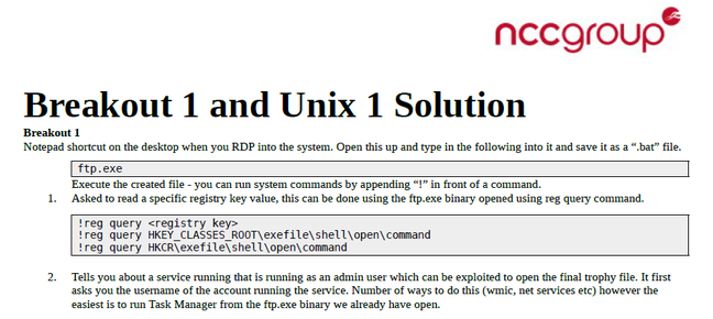 An NCC-branded 'solution' from the cheat sheet repo