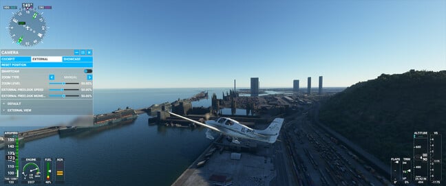 Dockside cranes in Flight Simulator were rendered as weird structures looking a bit like churches