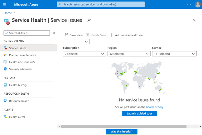 Microsoft says Service Health in the Azure portal is the place to look for outage information – presuming that the portal itself is not borked