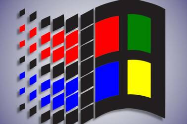 Microsoft Windows 95 logo on a background