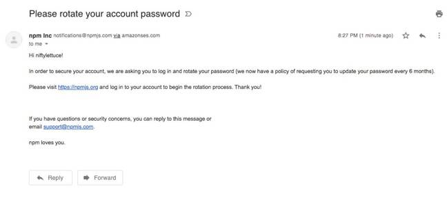 Sample spoofed domain phishing message