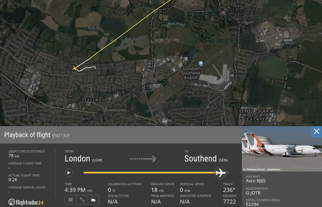 G-JOTR did not actually crash into a residential street near Southend Airport: its INS had drifted