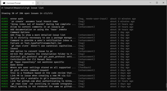 Using GitHub CLI to list project issues