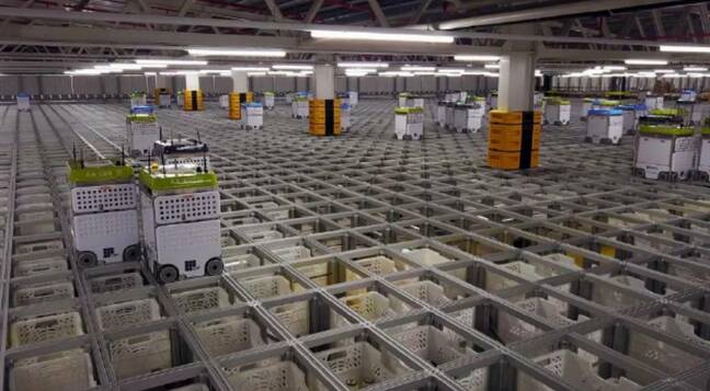 Photo of Ocado robots from AutoStore's lawsuit against Ocado