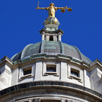 Lady Justice statue on top of the Old Bailey in London