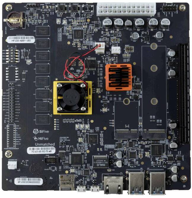 Overhead view of the SiFive Unmatched board