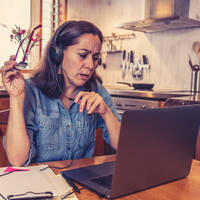 online meeting from kitchen