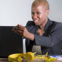 staffer frustrated at webcam meeting