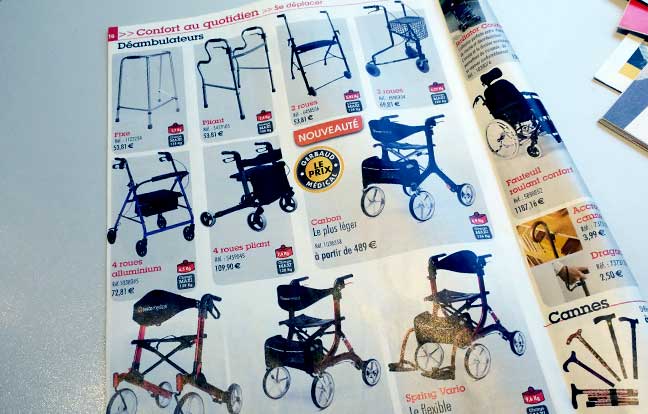 Zimmer frames in mail order catalogue