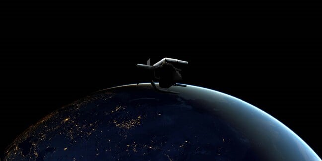 Artists impression of ClearSpace space junk grabbing satellite. Image credit: ClearSpace SA