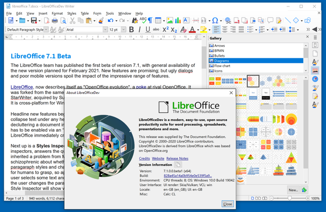 LibreOffice 7.1 beta introduces new features including outline folding in Writer