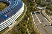 CUPERTINO, CA Aerial photo Apple Park Spaceship corporate headquarters California