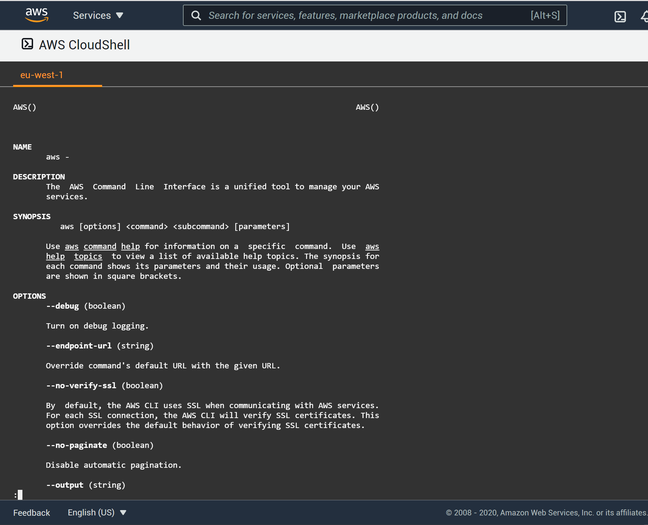 CloudShell is a Linux instance for managing or developing on AWS services, accessed through the browser.