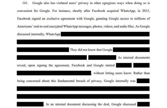 Page from Google lawsuit brought by Texas AG