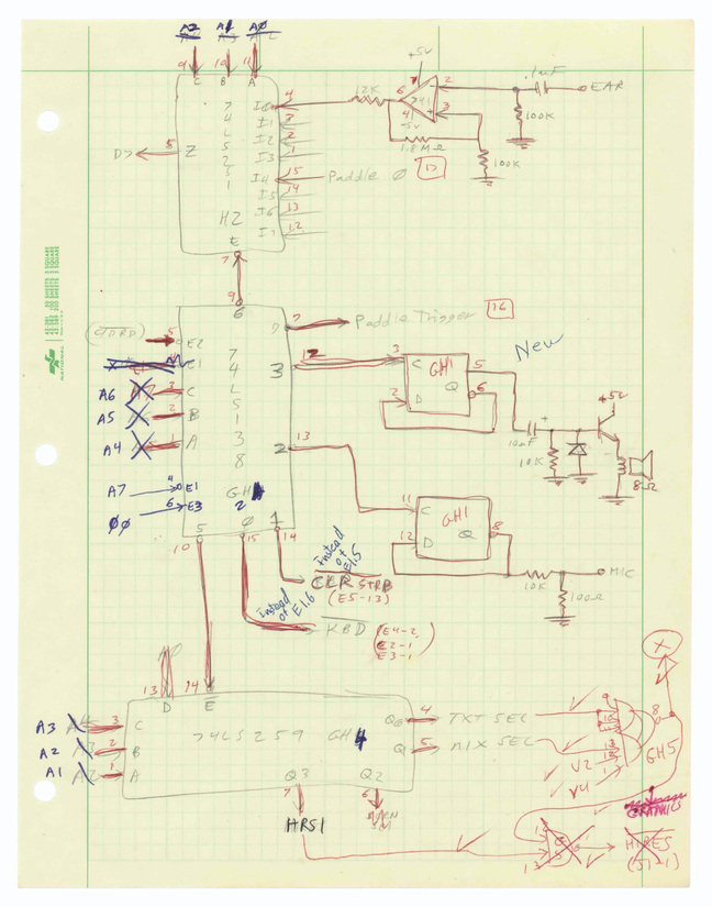 Steve Wozniak's notes for the Apple II prototype