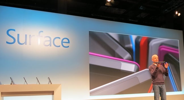 Former Windows president Steven Sinofsky presents Surface at the New York launch, October 2012