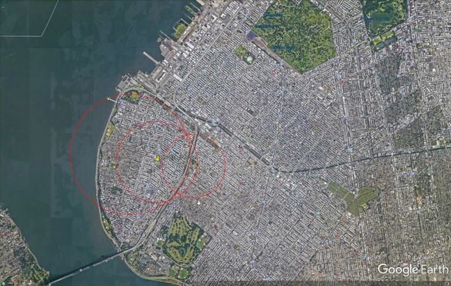 Using trilateration to pinpoint an exact location from three separate distances. Pic courtesy: Ahmed's Notes