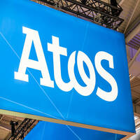 Atos logo at a conference