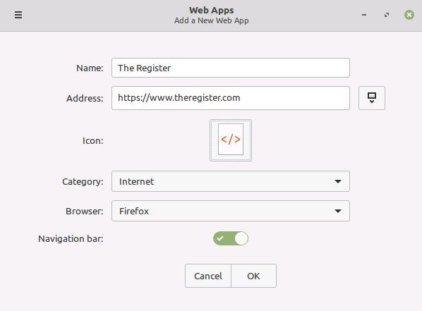 Configuring a web app in Linux Mint 20.1