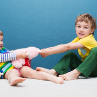 Kids squabble over toys