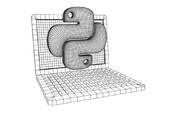 логотип python на ноутбуке - концептуальная иллюстрация
