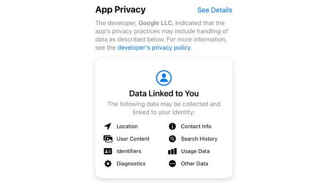 Google Translate app privacy disclosure