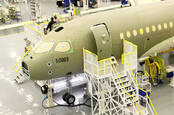 The Bombardier C-Series jet assembly line in Canada