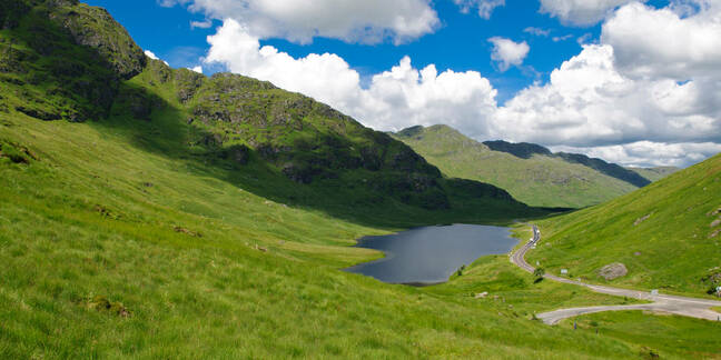 Road A83 in Loch Lomond and Trossachs National Park, Scotland.