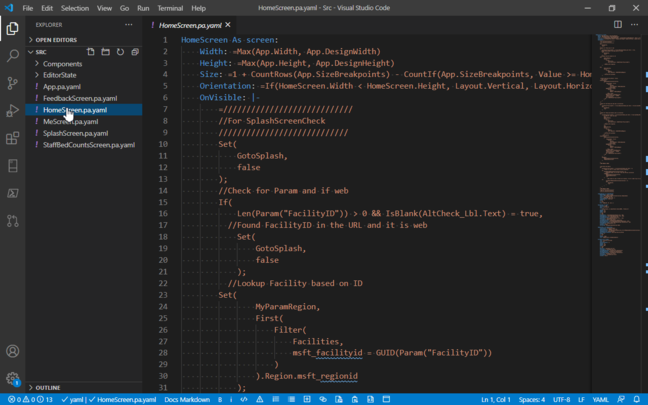 Power Fx can be embedded in YAML for source code control and editing with tools like VS Code