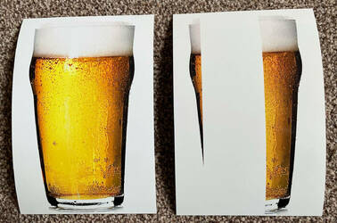 printer issues caused beer pint to print with white bar through golden brew