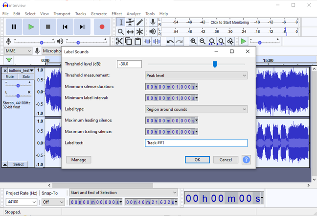 The new Label Sounds tool helps to apply labels based on likely track divisions