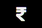 Indian rupee with digital glitches