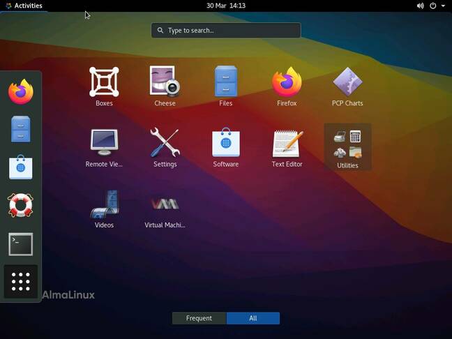  The AlmaLinux desktop