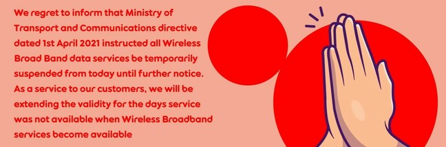 Ooredoo Myanmar wireless broadband suspension notification