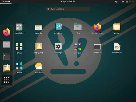 The current Pop!_OS desktop, based on Ubuntu