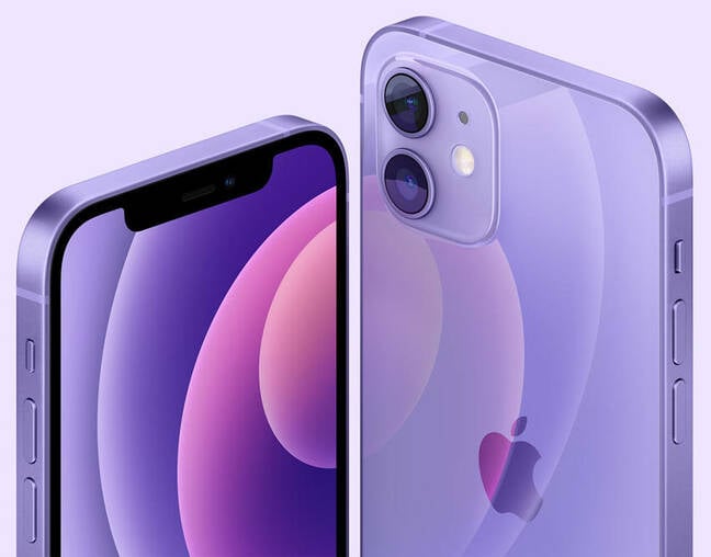 Apple PR handout of its purple iPhone