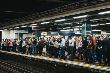 packed platform on the london underground