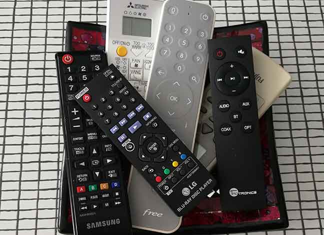 Remote control handsets in a bowl