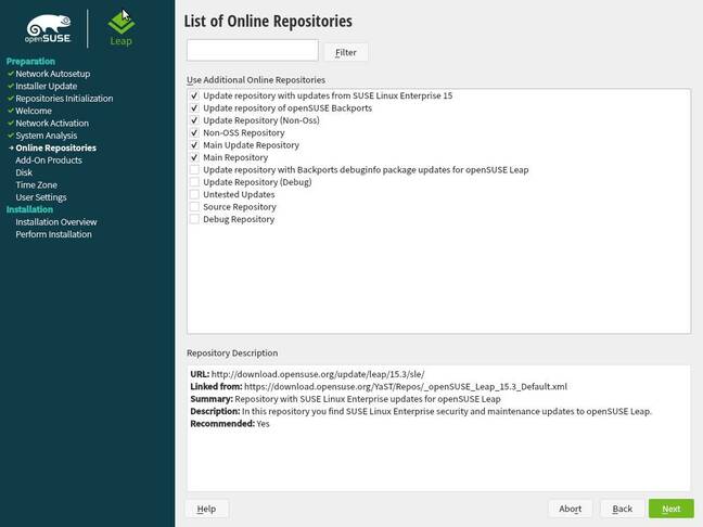 The openSUSE installer 