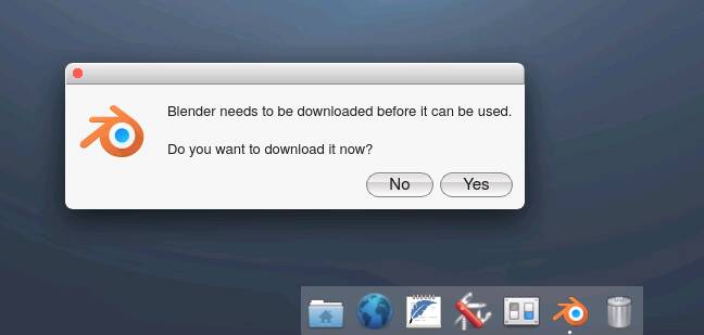 Selecting an application not yet installed shows a download prompt