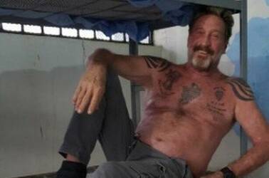 John McAfee in prison. Pic from his Twitter feed