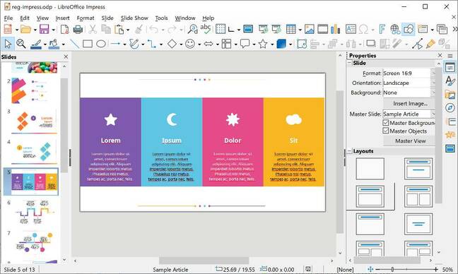 LibreOffice 7.2 Impress with new Candy template