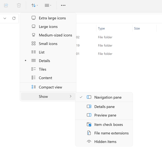 This horrible cascading menu is a feature of the new File Explorer