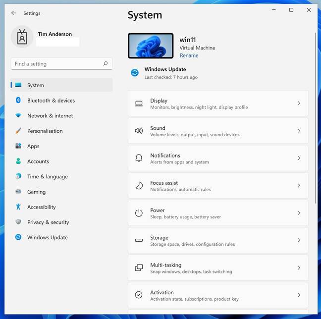 The Settings applet looks much better in Windows 11