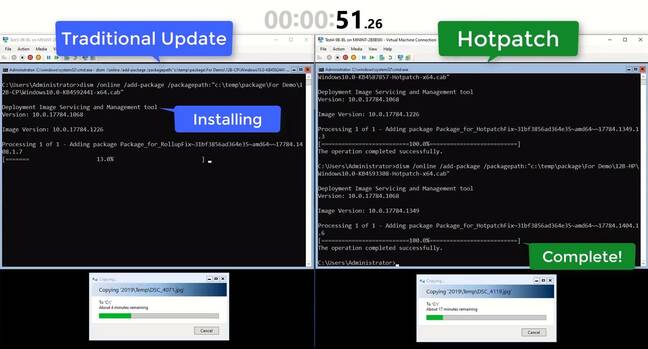 Microsoft demonstrates how Hotpatch allows patching without interruption of running processes