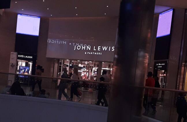 Digital signage error outside John Lewis