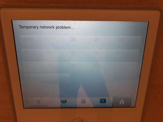 Elevator screen error